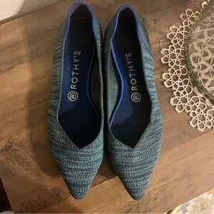 Rothy’s Points Flats In Aqua Heather Size 9.5